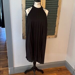 She + Sky Black Dress with White Label and Blue Logo